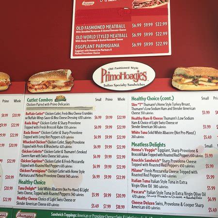 Primo Hoagies Menu and Prices